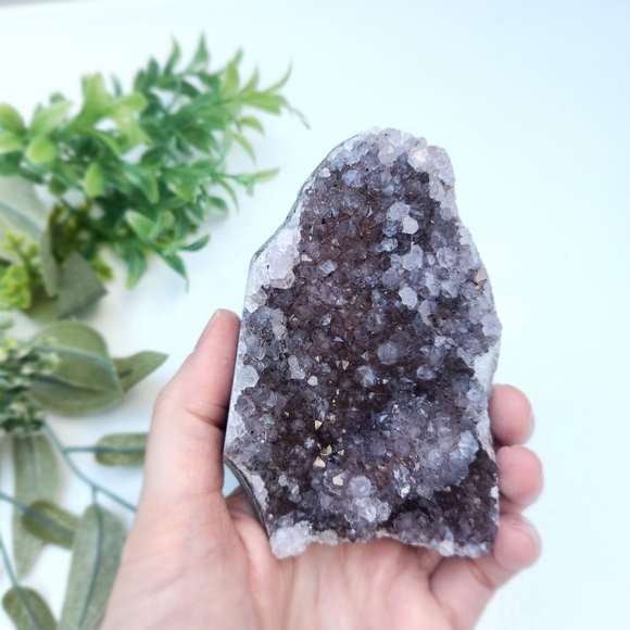 Violet amethyst cut base with cluster druzy - crystals gemstone rock - Picture 3 of 13